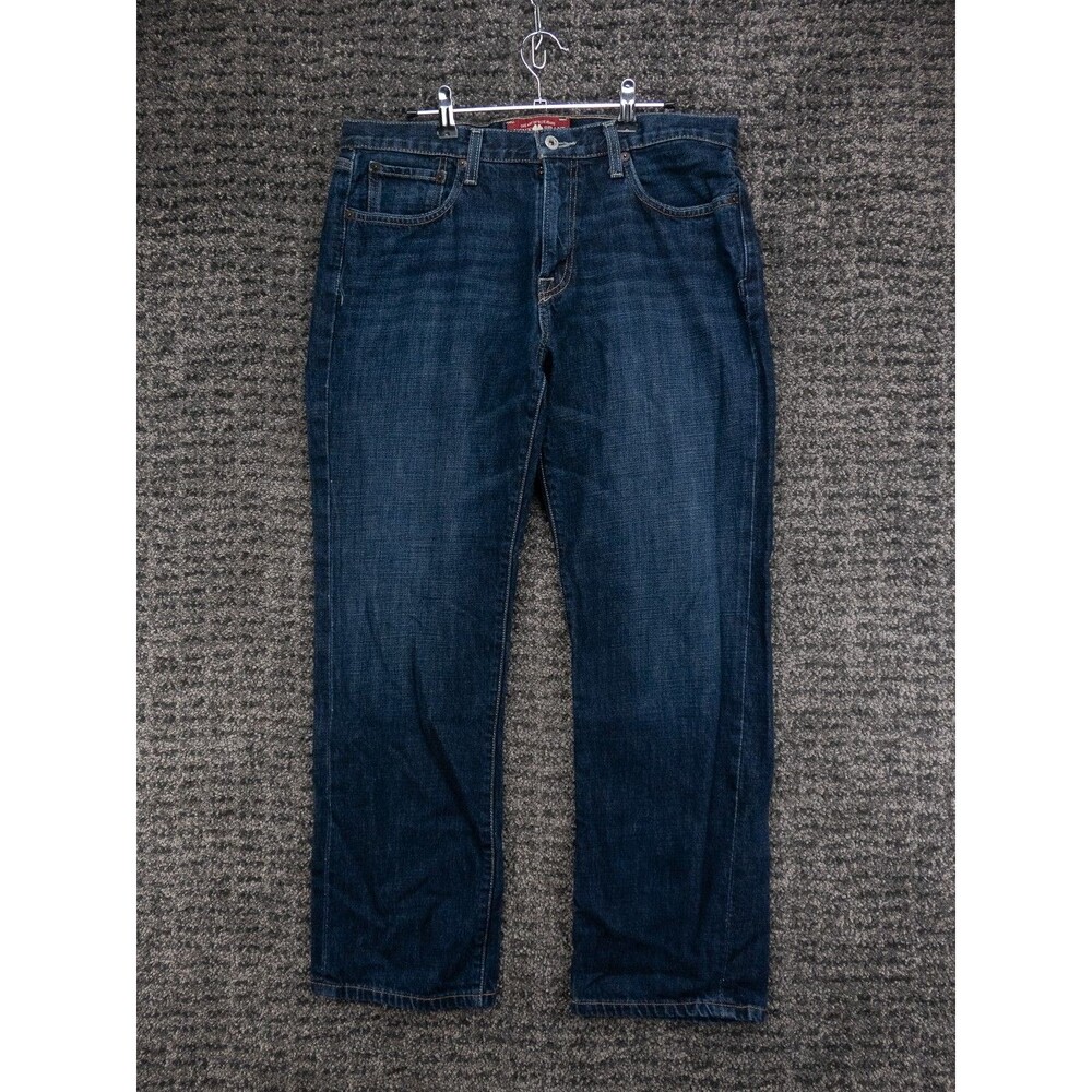 Lucky Brand Jeans Mens 34x30 Blue 221 Original Straight Distressed Cotton Denim